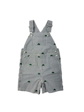 NWT Janie and Jack 18-24 Months Seersucker Shortalls Shorts Blue Striped Frog